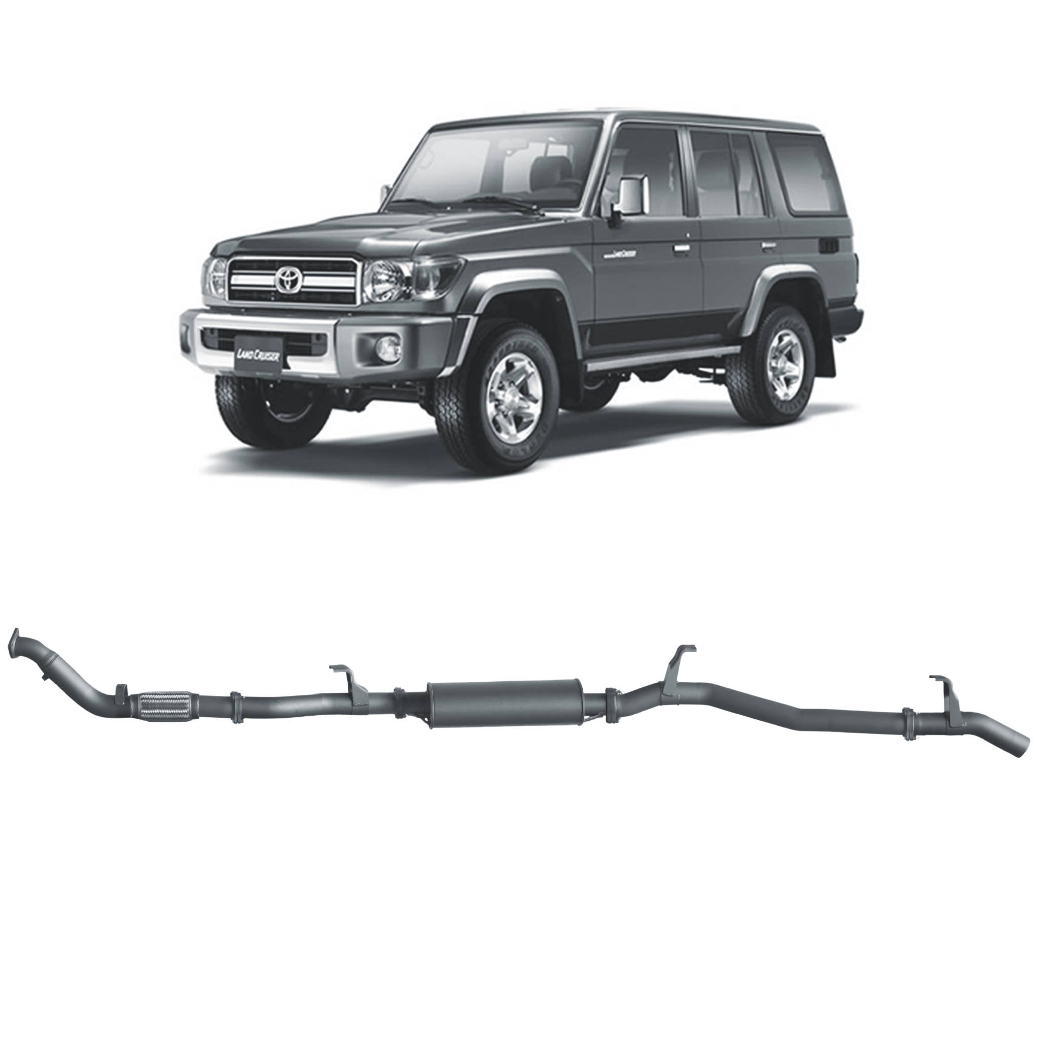 Redback Extreme Duty Exhaust suitable for Toyota Landcruiser 76 Series Wagon (03/2007 - 10/2016)